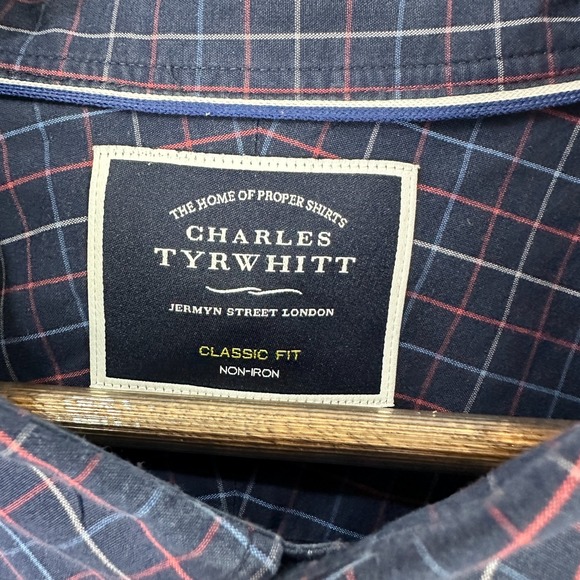 Charles Tyrwhitt Shirt Mens XXXL Blue Plaid Classic Fit Non Iron Preppy Business - Picture 2 of 5